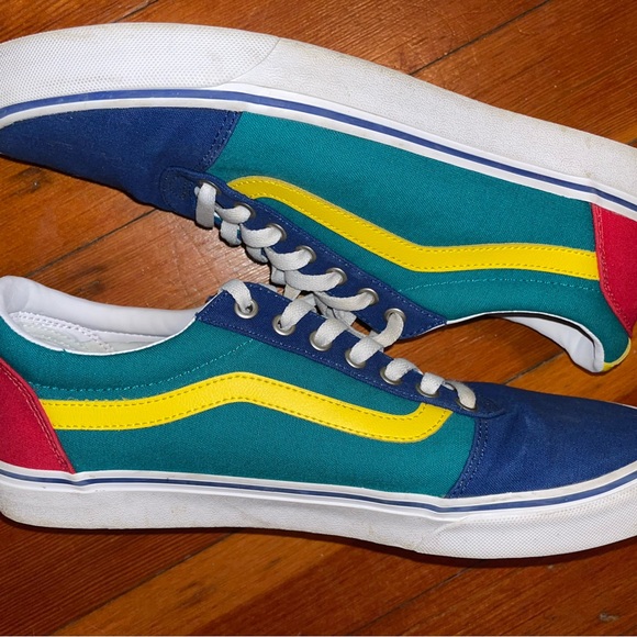 Vans Old Skool Colorblock Sneakers (Blue / Teal / Yellow) - Picture 3 of 8